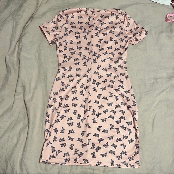 Baby Pink Mini Dress with Butterfly Pattern | Size Small - Picture 2 of 3